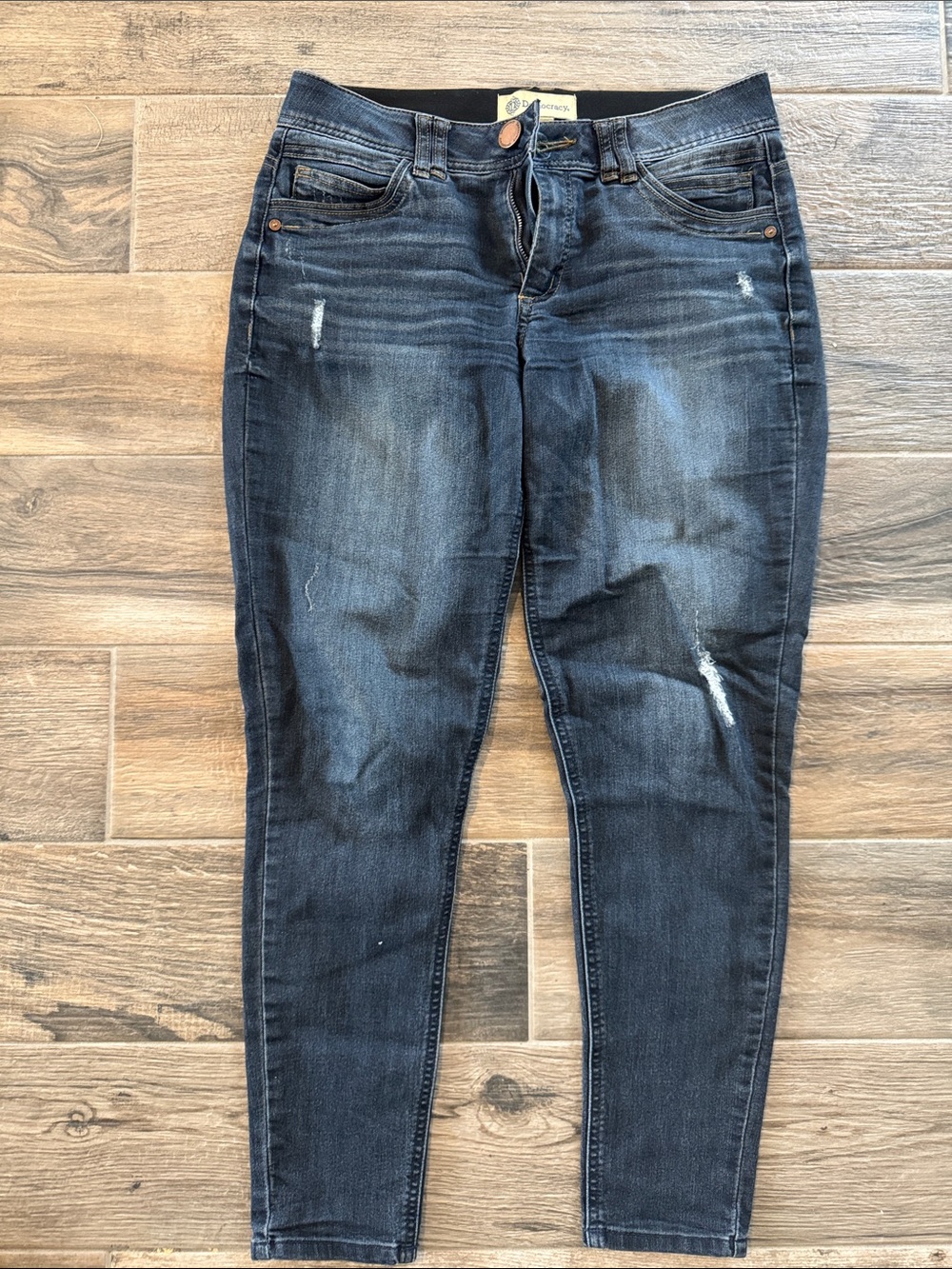 Democracy Dark Blue Distressed Skinny Jeans
